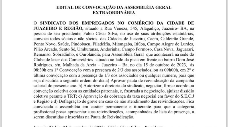 EDITAL DE CONVOCAÇÃO DA ASSEMBLÉIA GERAL EXTRAORDINÁRIA